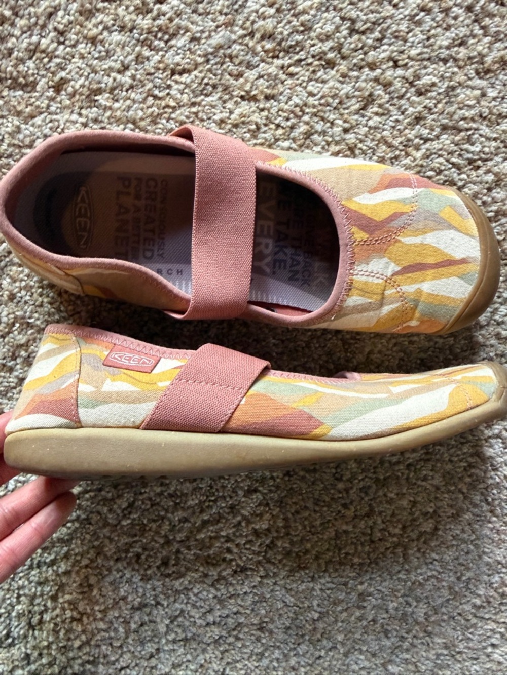 Comfy Keen Pink, Yellow & Cream Patterned Slip-On Mary Janes - Picture 2 of 4